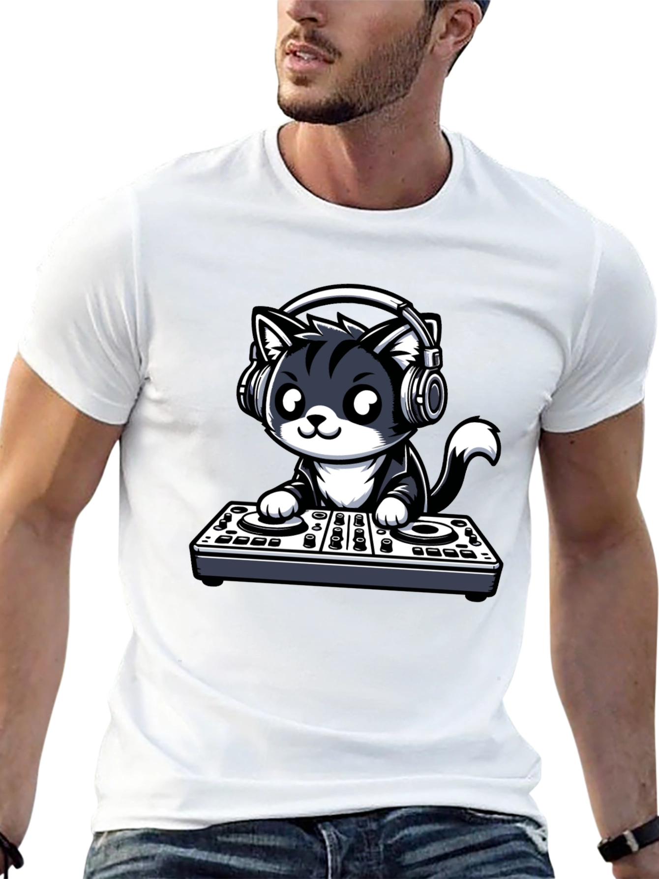 DJ Cat Graphic T-Shirt