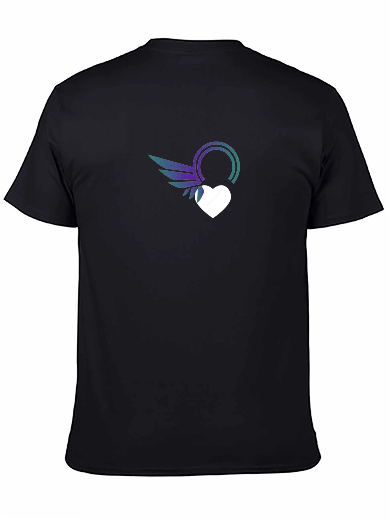 Stylish Black T-Shirt with Heart & Wings Graphic Print