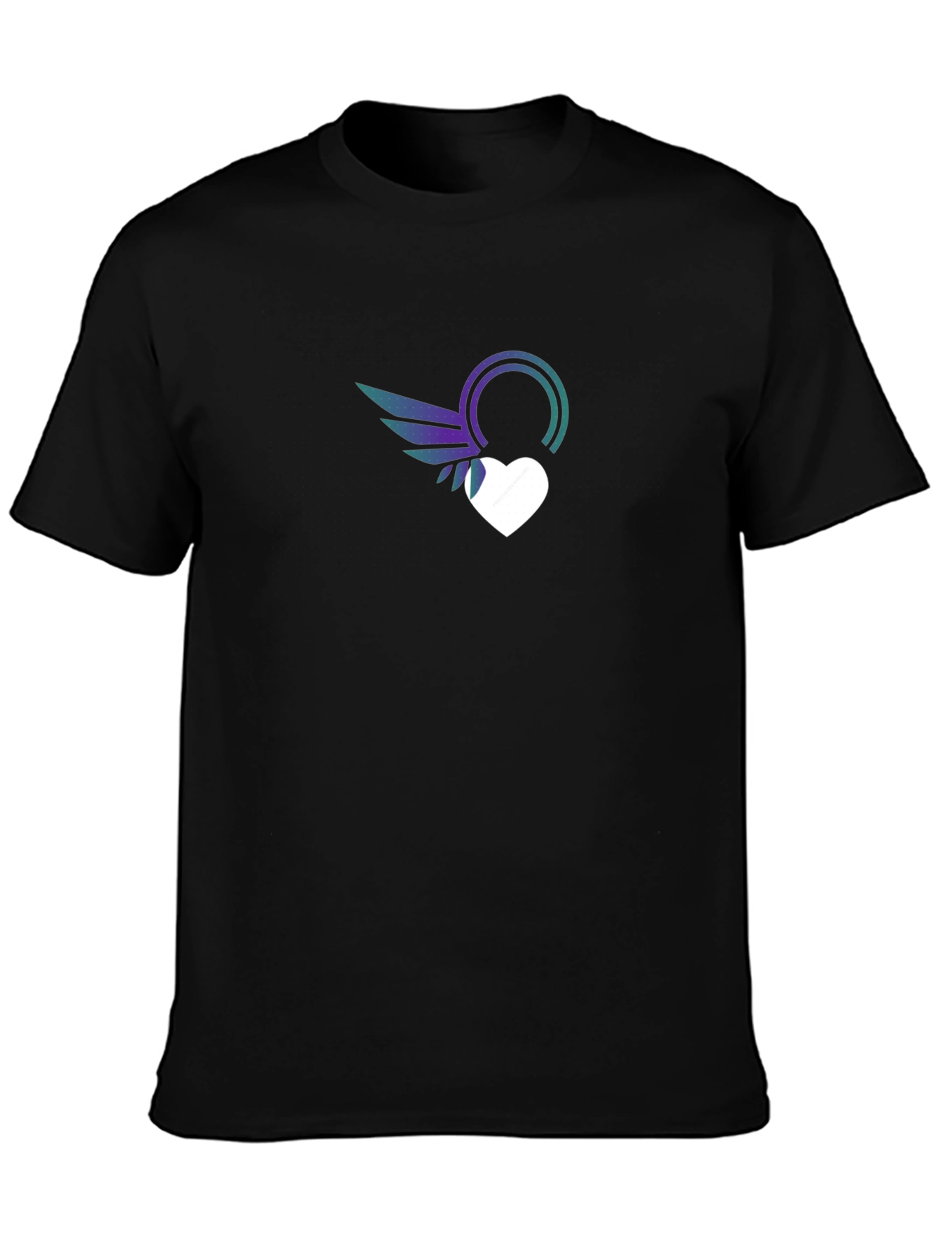 Stylish Black T-Shirt with Heart & Wings Graphic Print