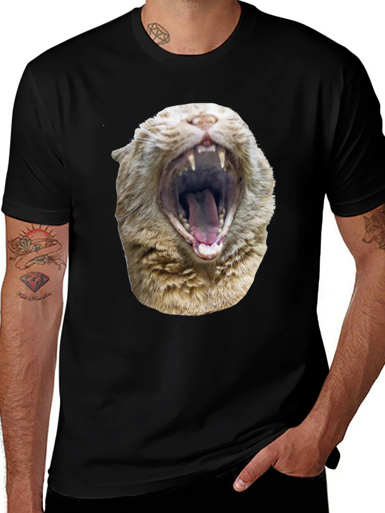 Roaring Cat Graphic Tee - Black Cotton Comfort