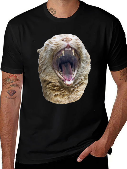 Roaring Cat Graphic Tee - Black Cotton Comfort