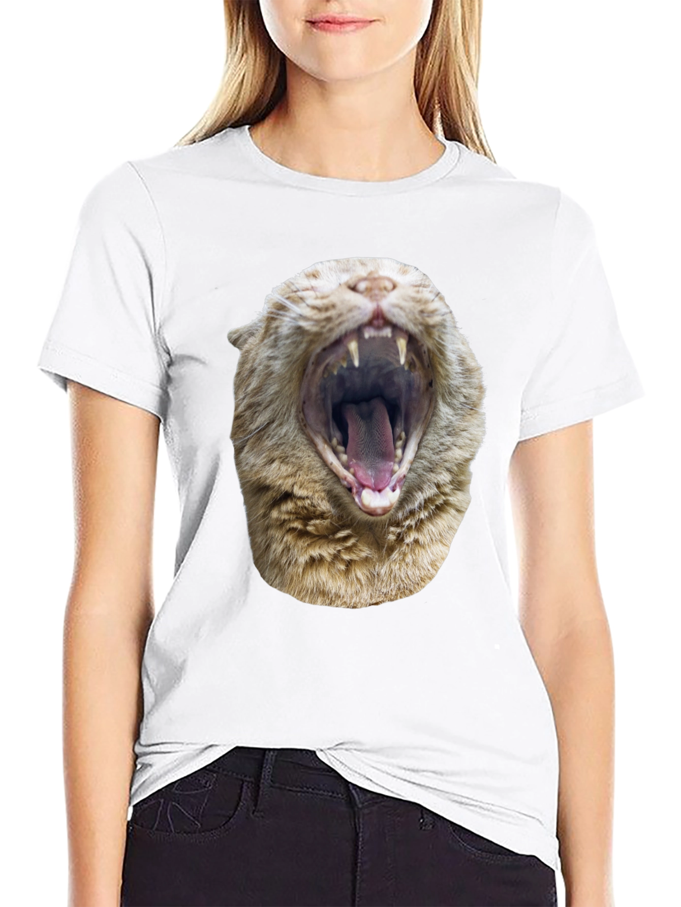 Roaring Cat Graphic Tee - Black Cotton Comfort