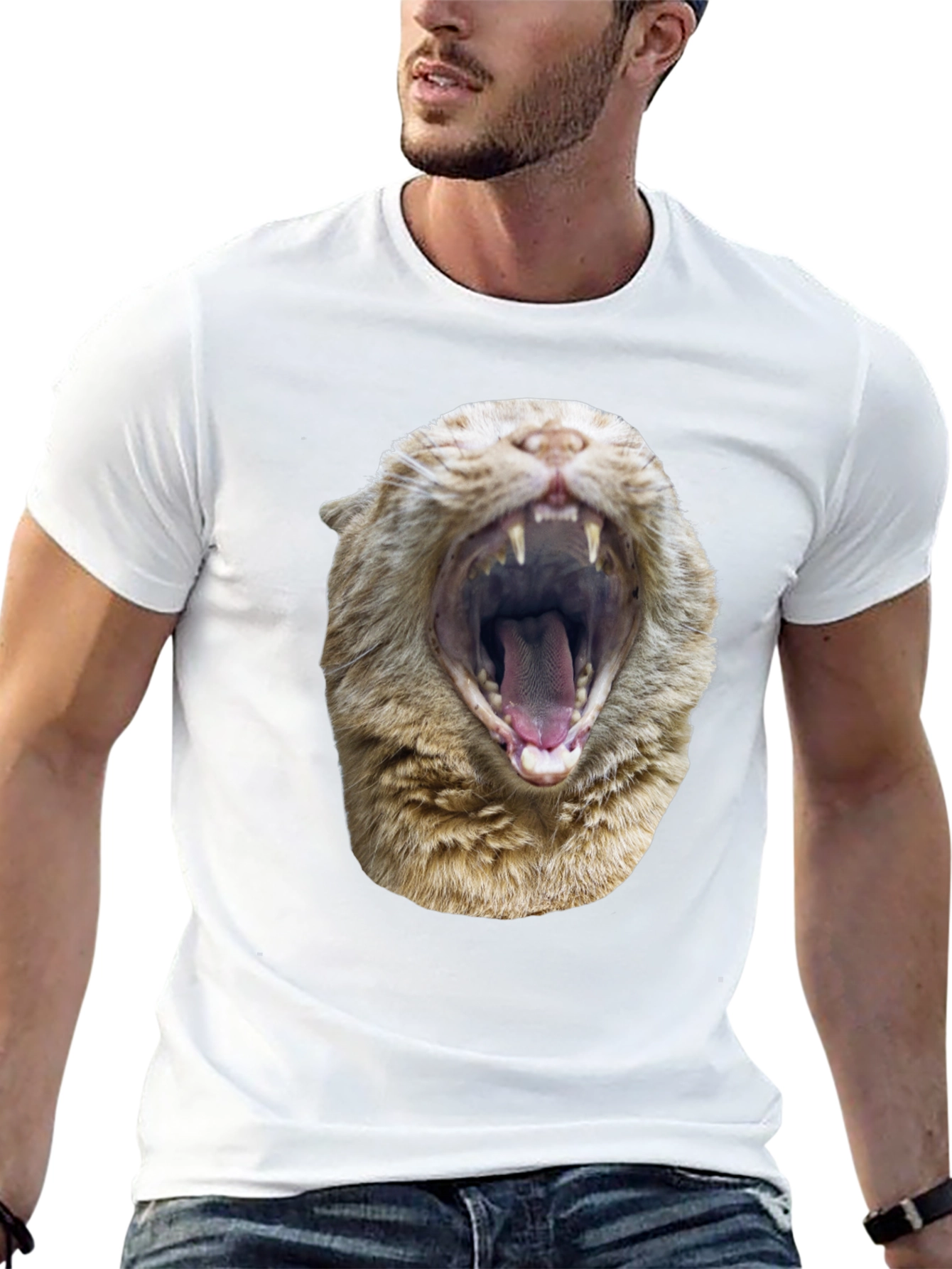 Roaring Cat Graphic Tee - Black Cotton Comfort