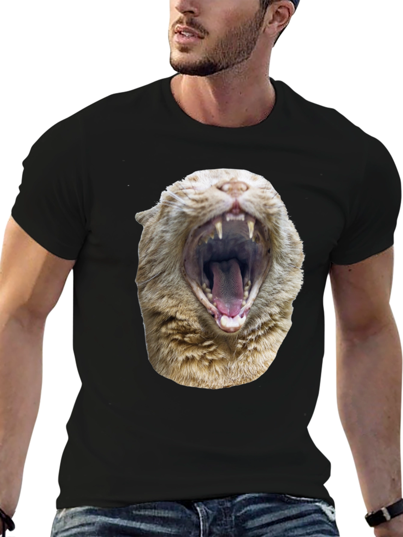 Roaring Cat Graphic Tee - Black Cotton Comfort
