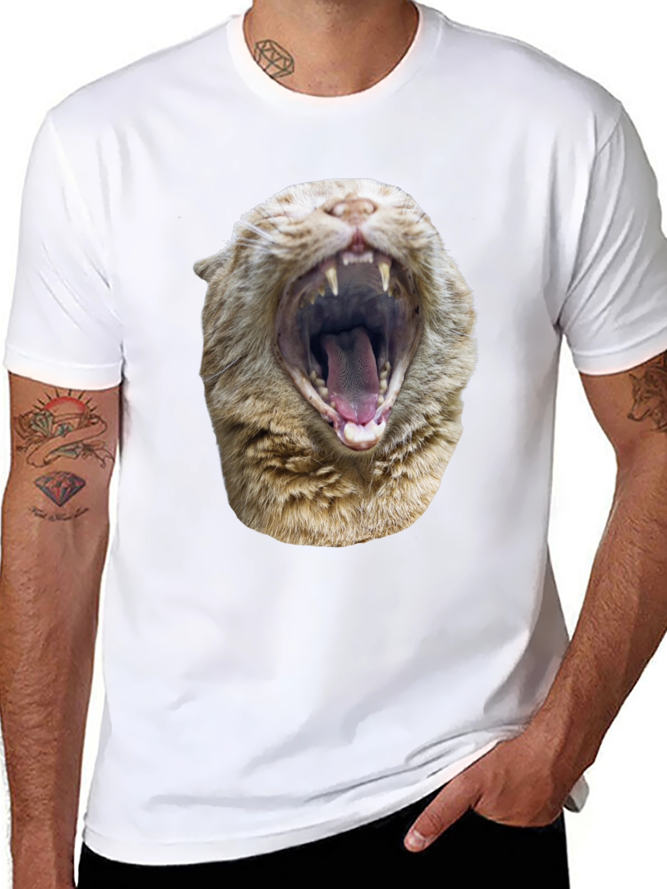 Roaring Cat Graphic Tee - Black Cotton Comfort