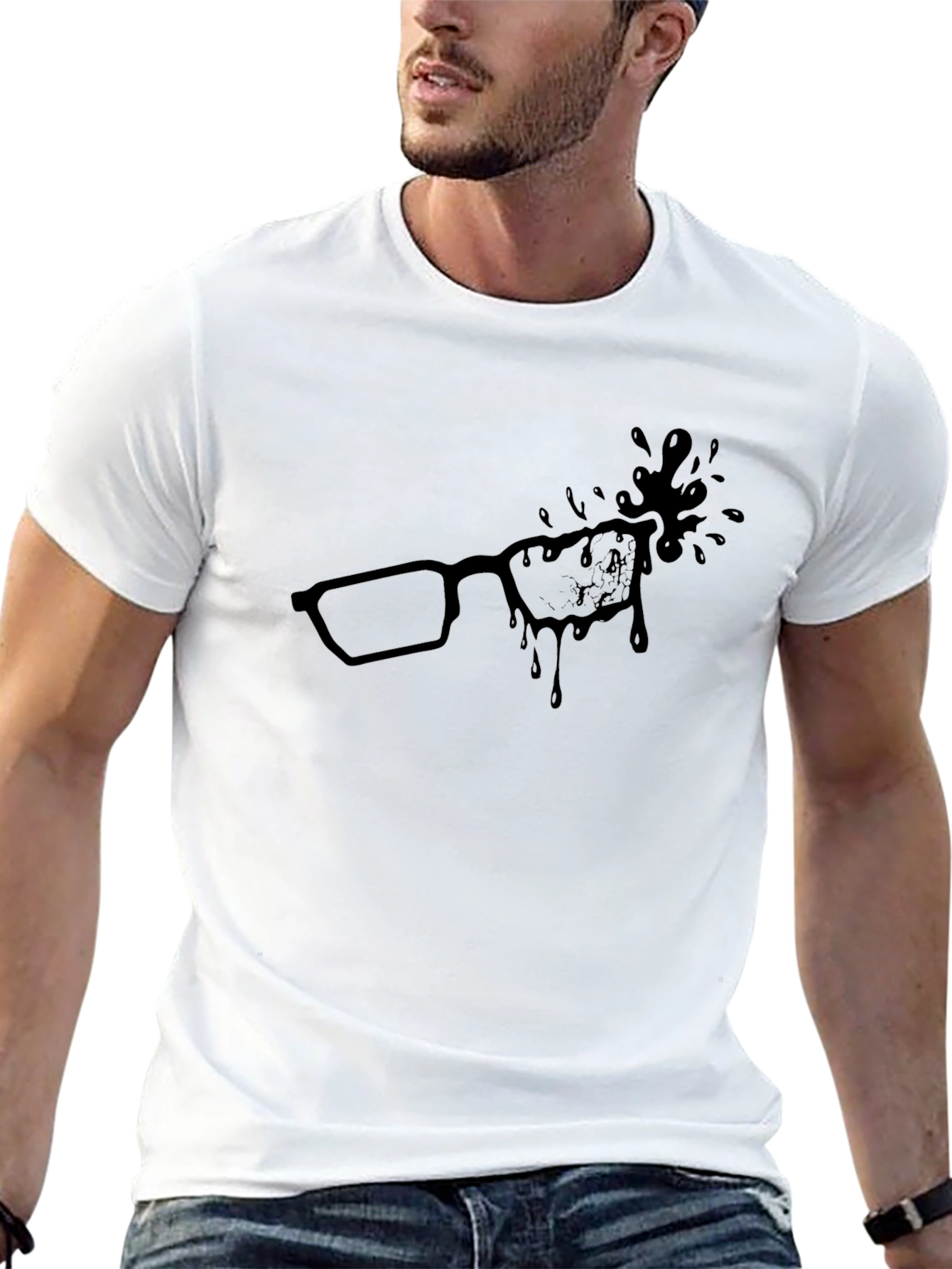 Ink Splatter Glasses Graphic Tee - Black