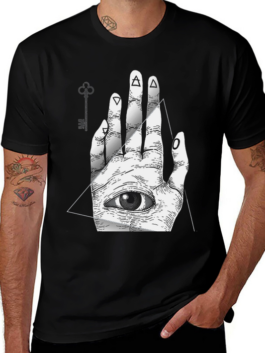 Eye Hand Graphic Tee - Stylish Mens Black T-Shirt
