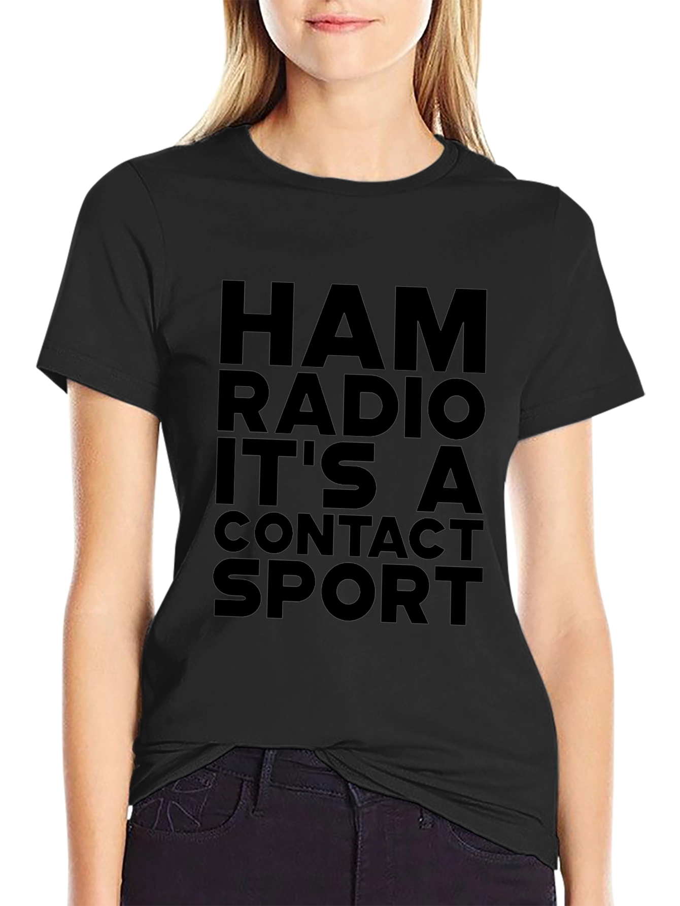 Ham Radio Contact Sport Black T-Shirt