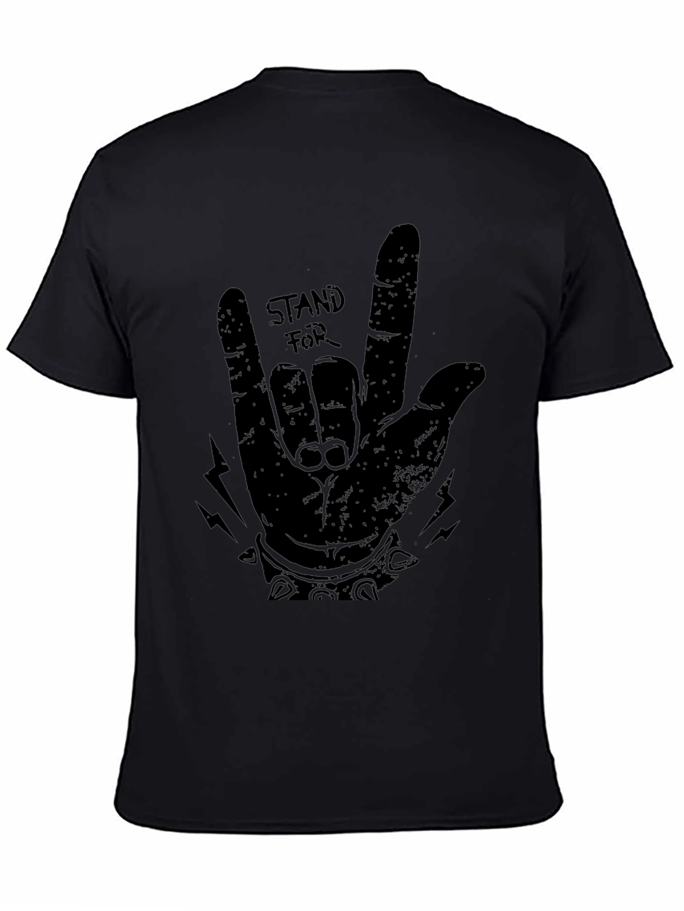 Stand For Rock Hand Black Graphic Tee