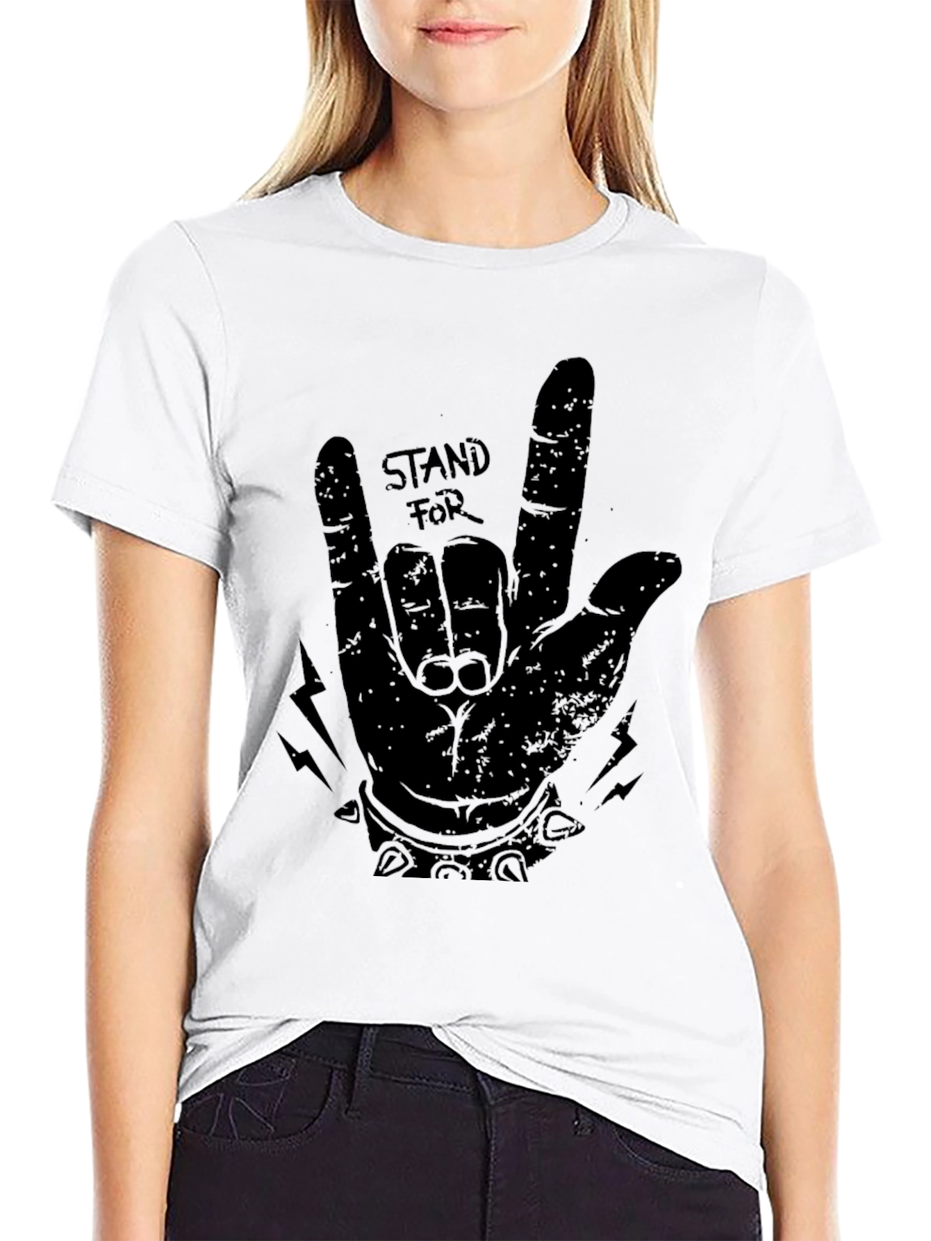 Stand For Rock Hand Black Graphic Tee
