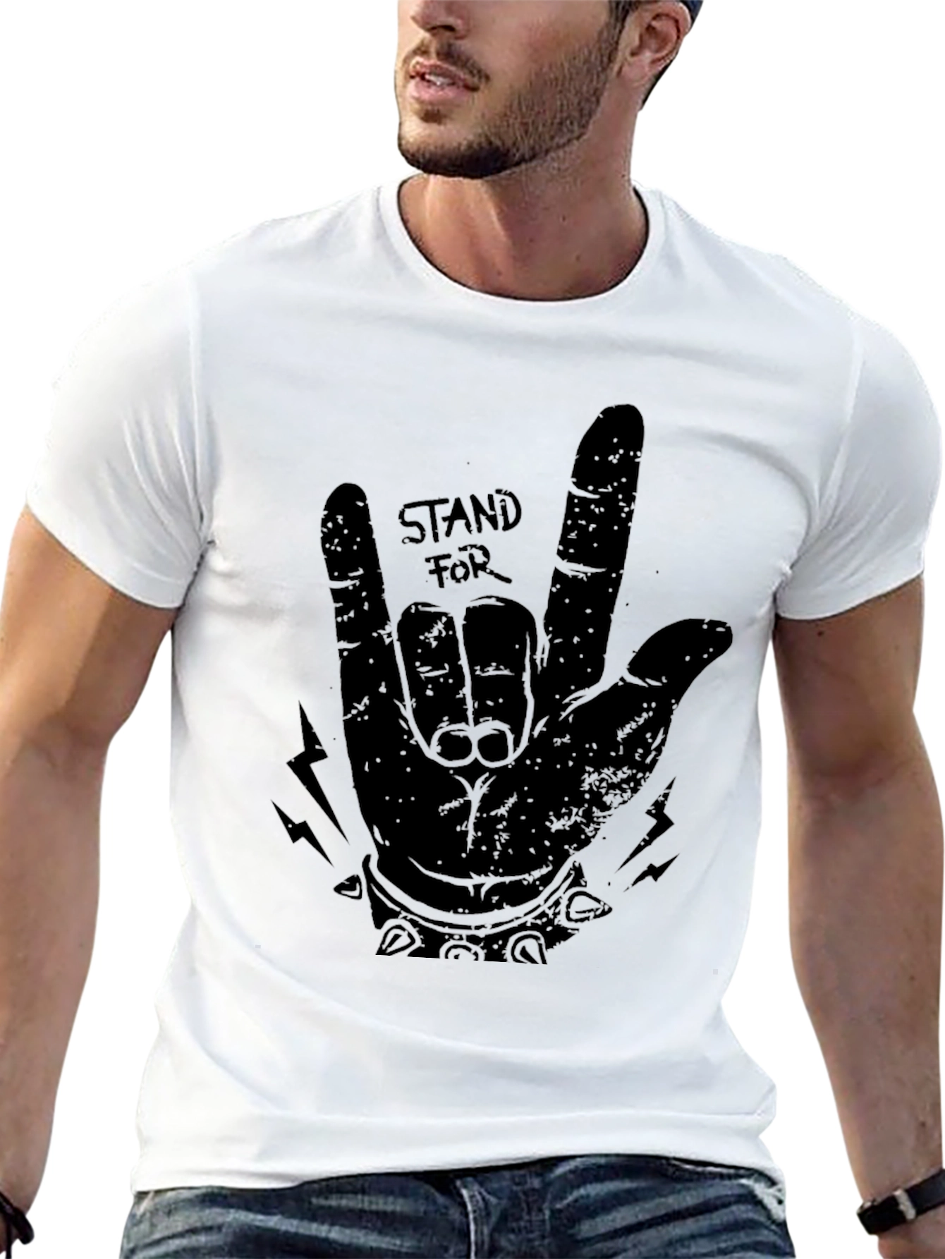 Stand For Rock Hand Black Graphic Tee