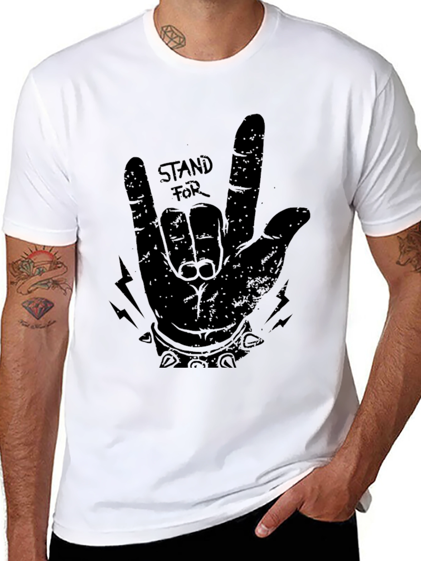 Stand For Rock Hand Black Graphic Tee