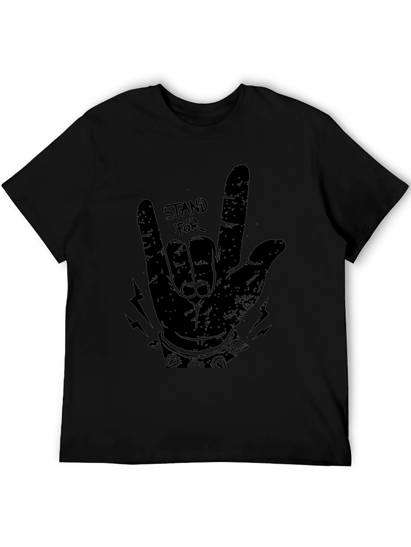 Stand For Rock Hand Black Graphic Tee