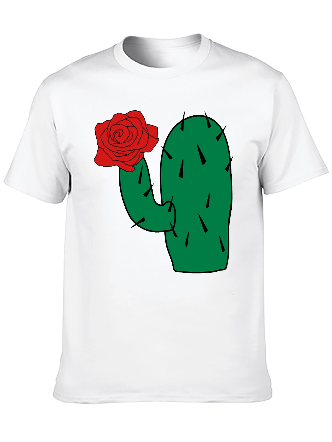 Cactus Rose Graphic Tee - Black Cotton T-Shirt