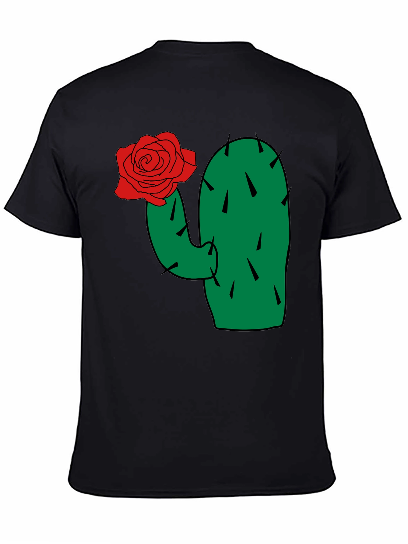Cactus Rose Graphic Tee - Black Cotton T-Shirt