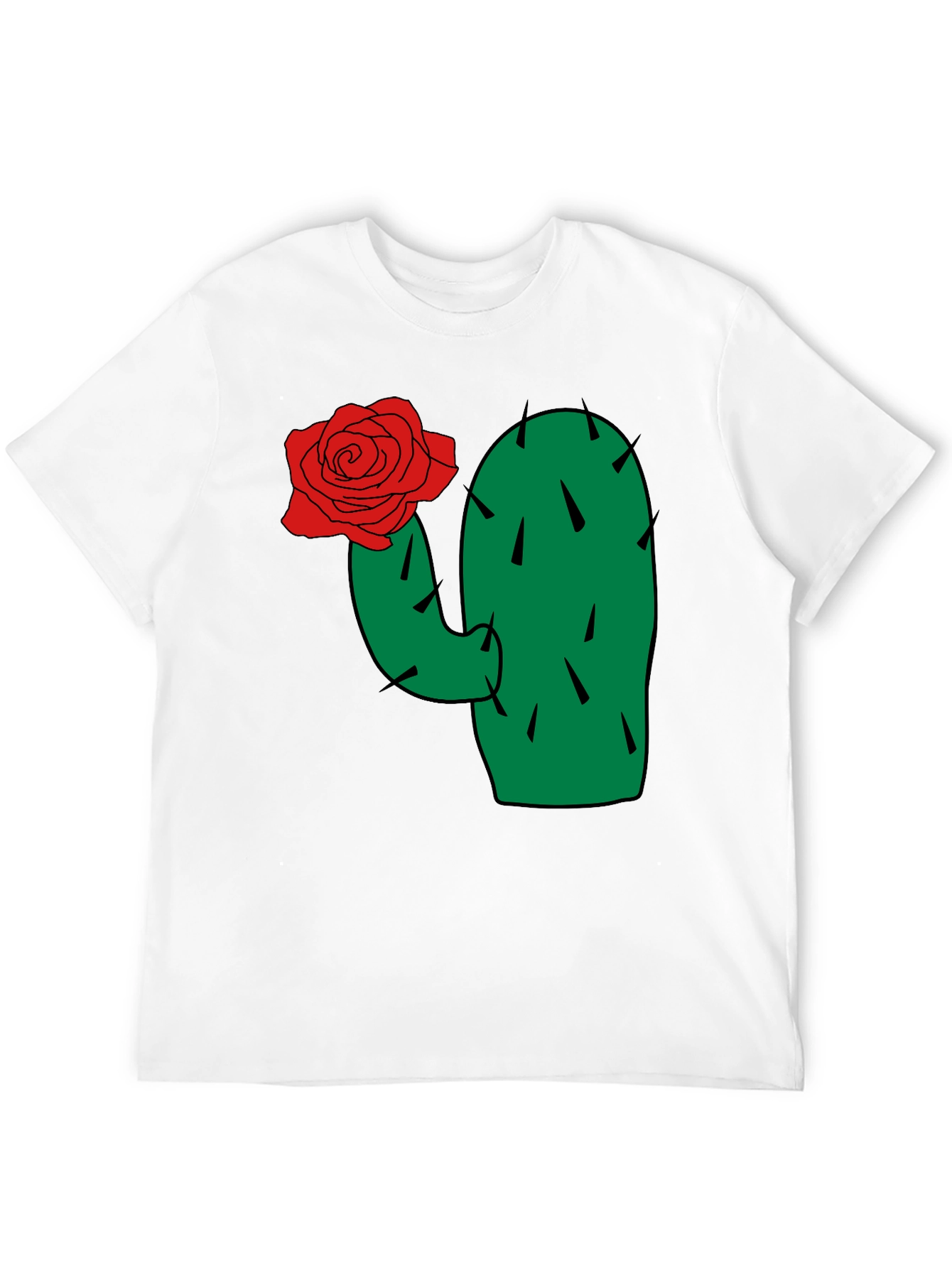 Cactus Rose Graphic Tee - Black Cotton T-Shirt