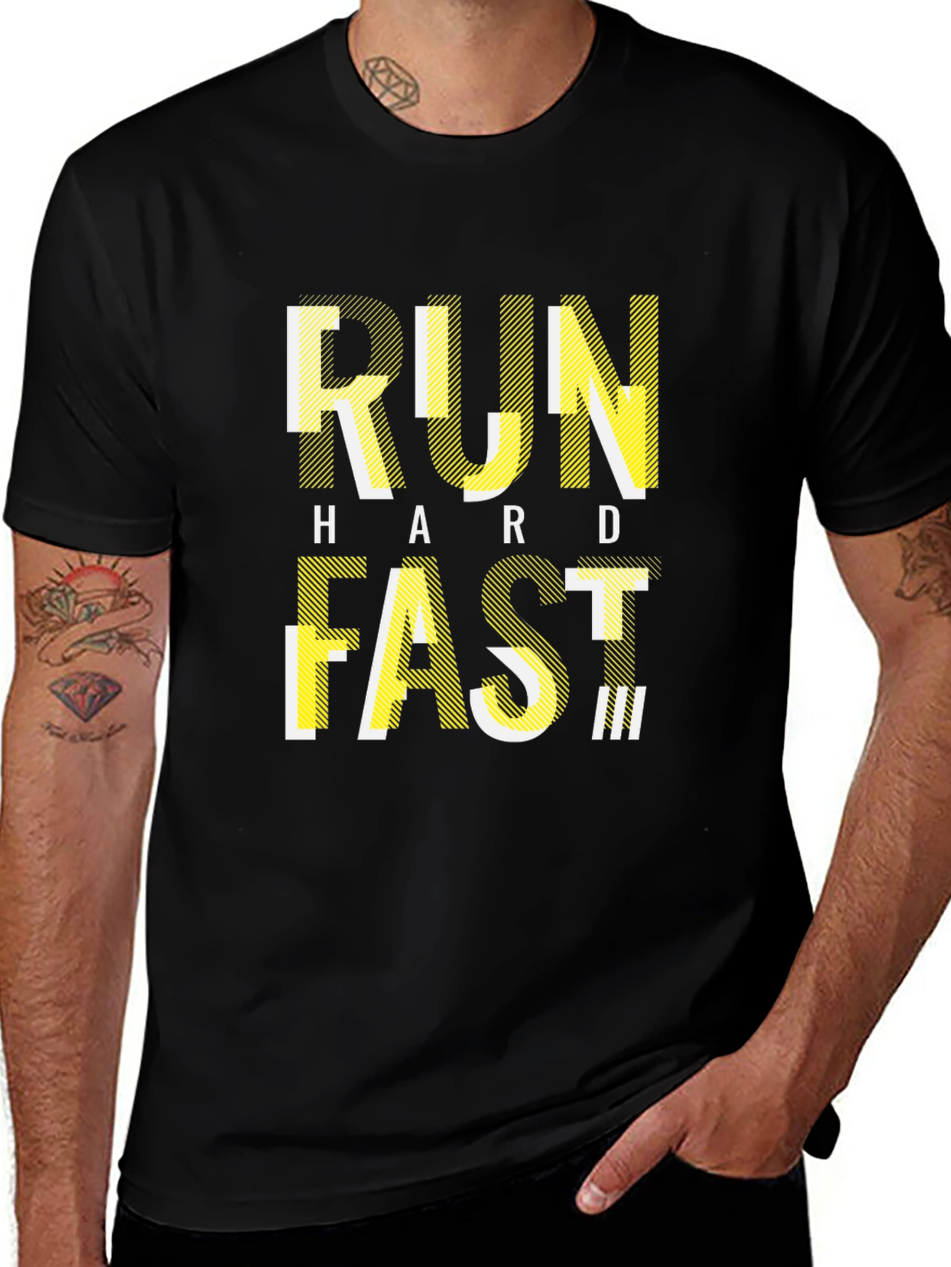 Run Hard Fast T-Shirt - Black Graphic Tee