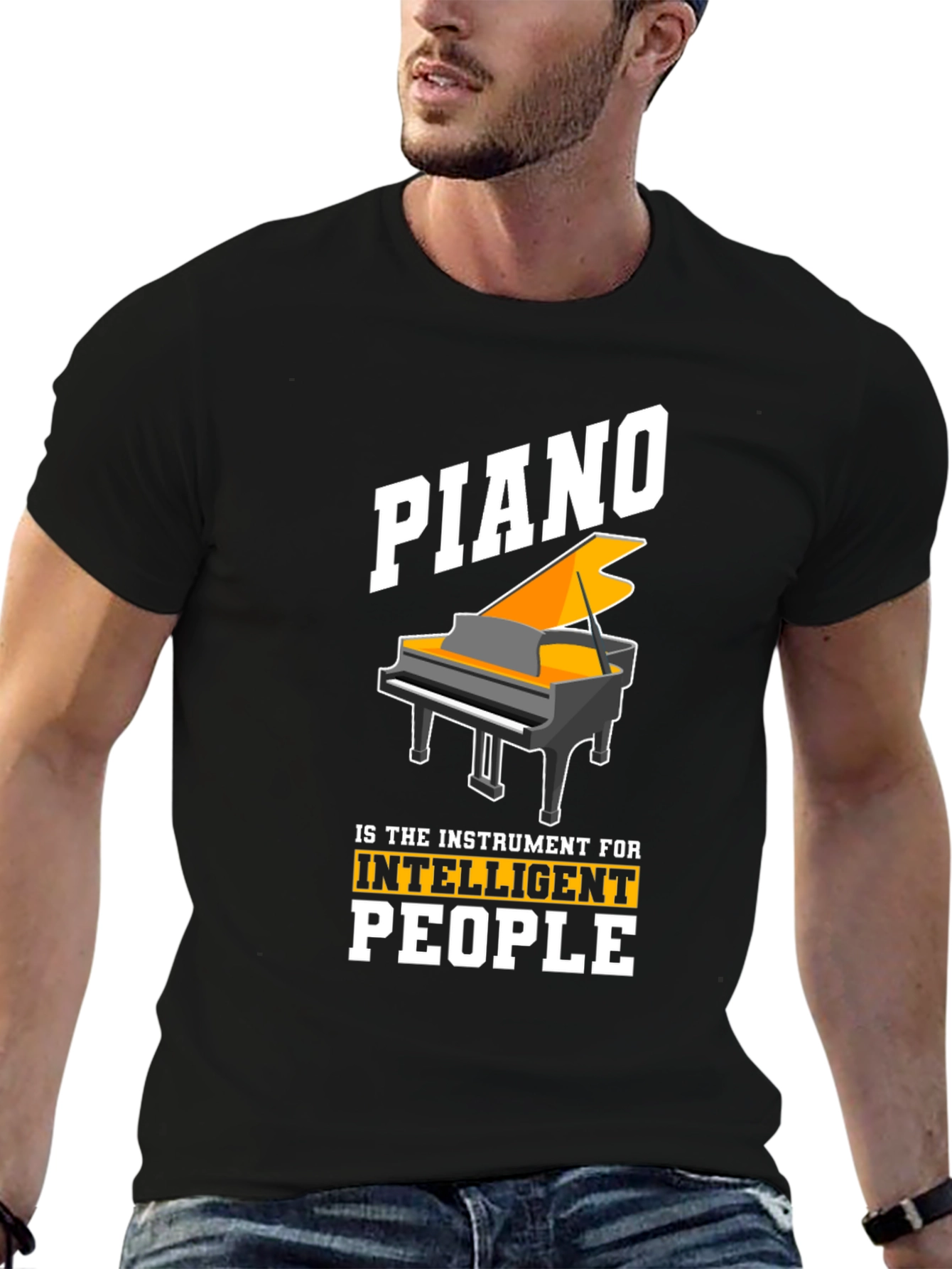 Piano Intelligent People Black Graphic T-Shirt