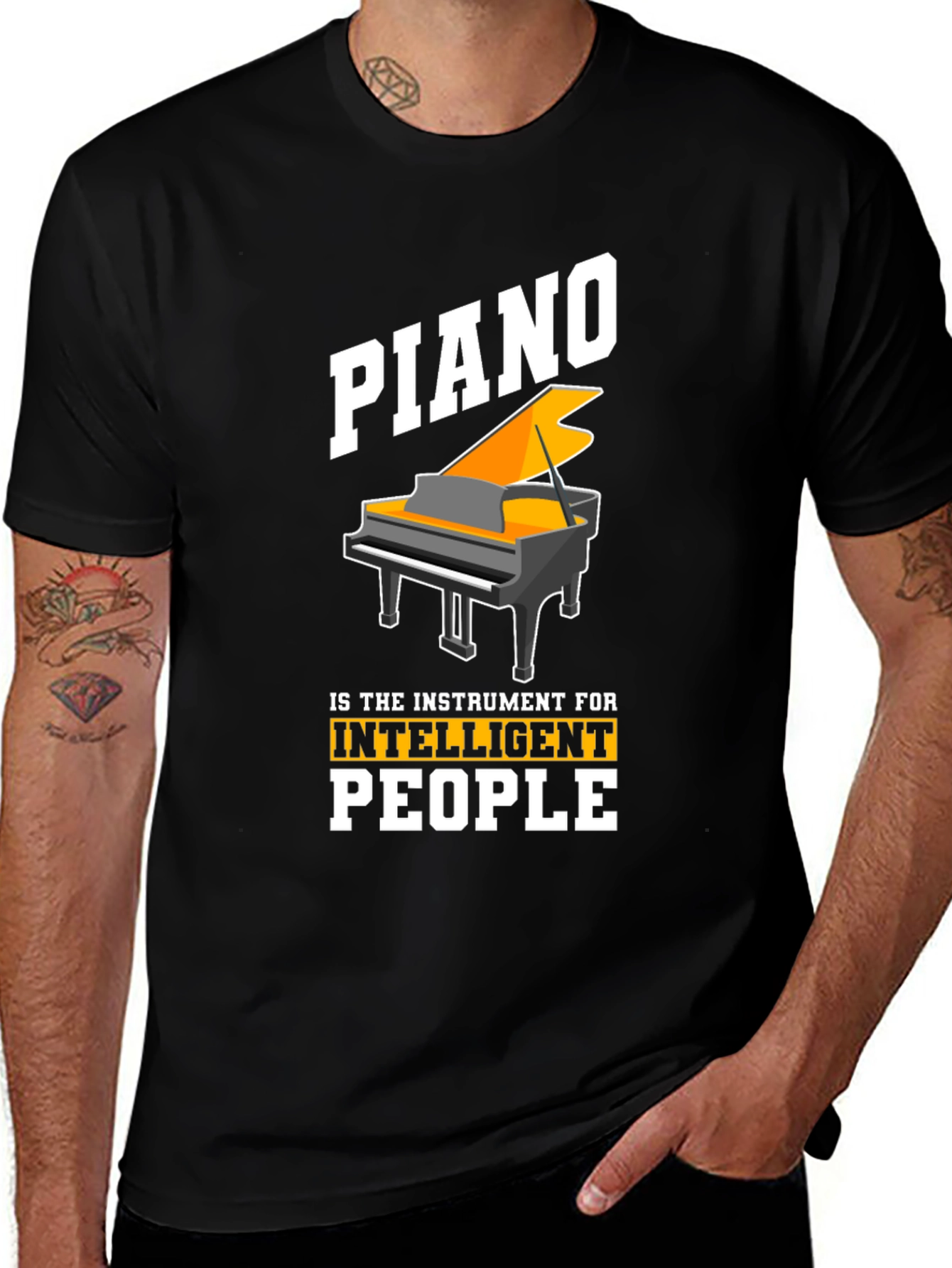 Piano Intelligent People Black Graphic T-Shirt