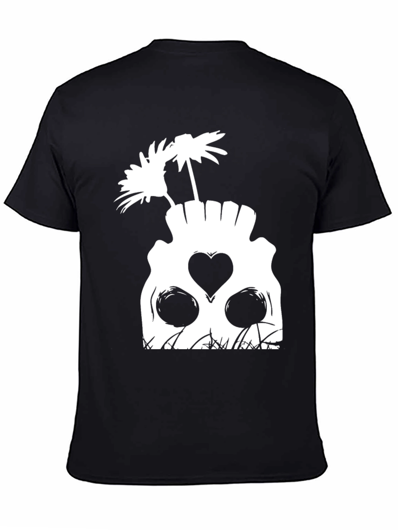 Skull & Flowers Graphic Tee - Unique Black T-Shirt