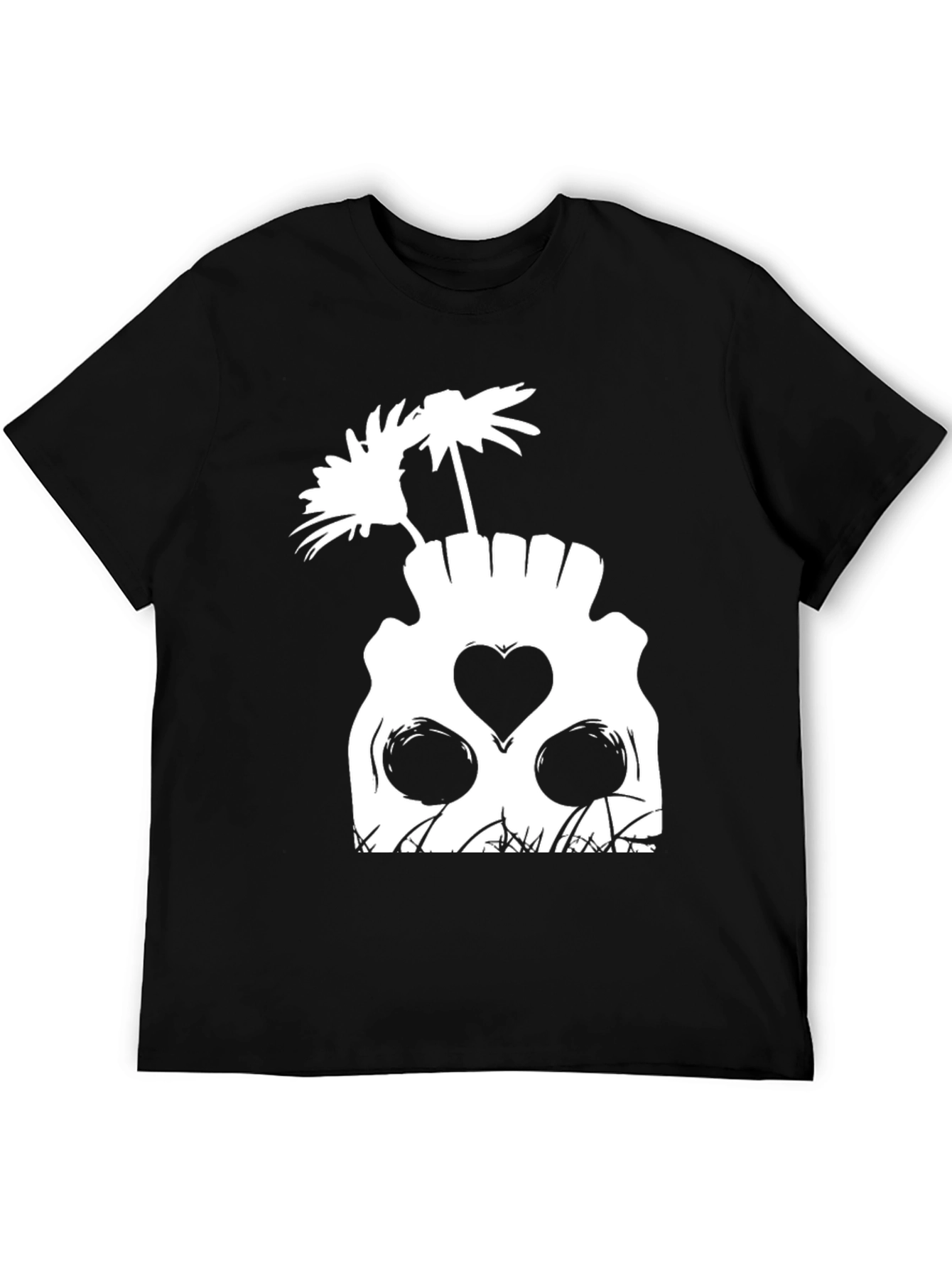 Skull & Flowers Graphic Tee - Unique Black T-Shirt