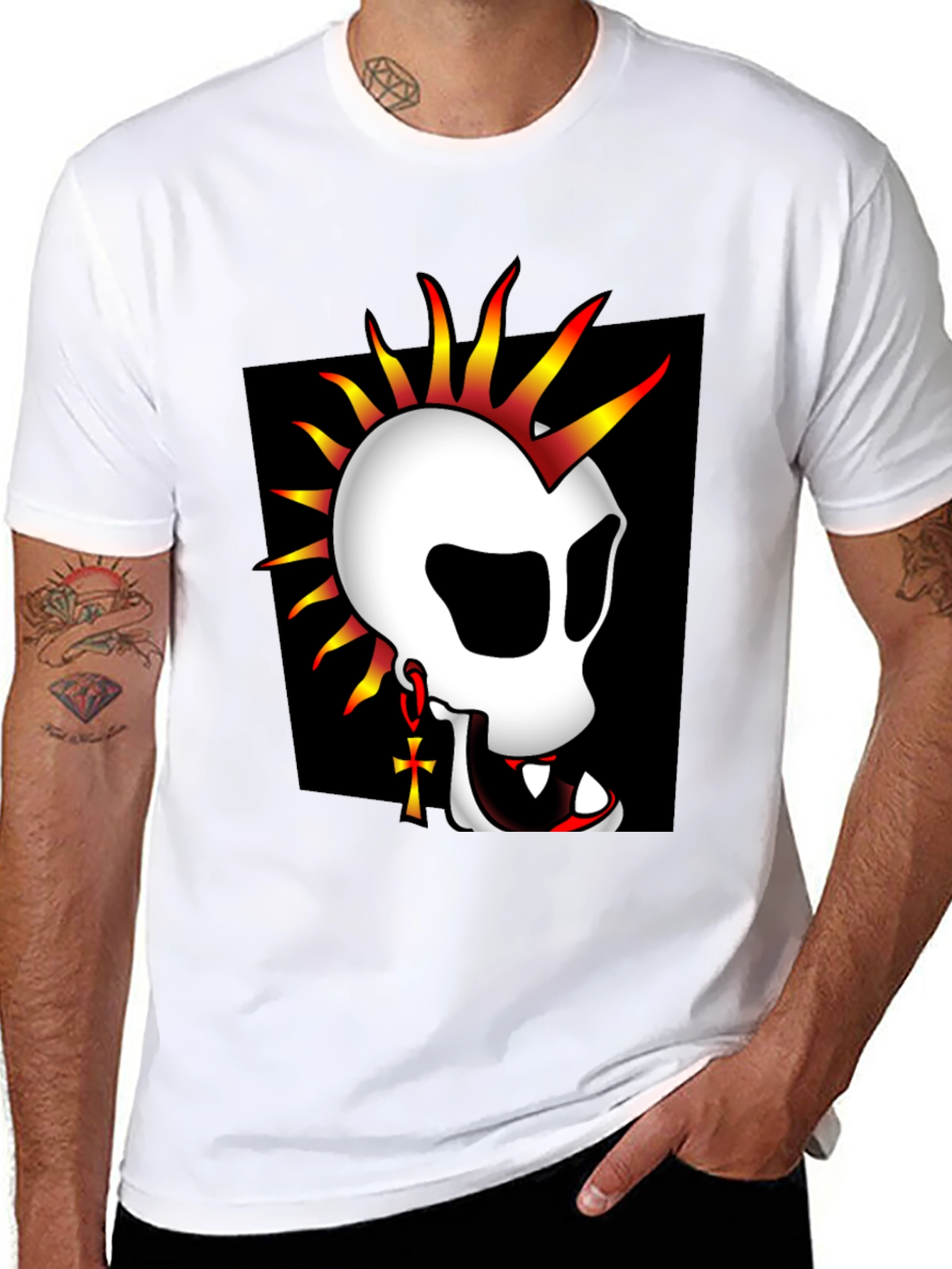 Punk Skull Graphic T-Shirt - Black