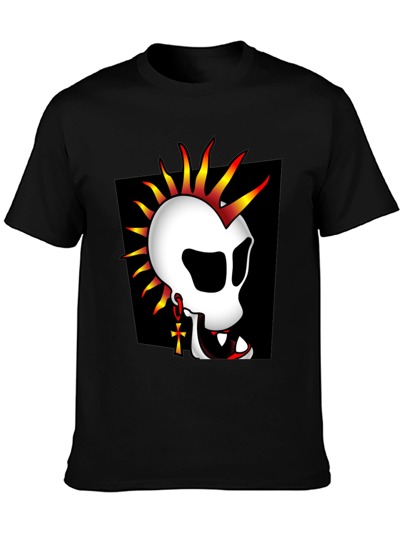 Punk Skull Graphic T-Shirt - Black