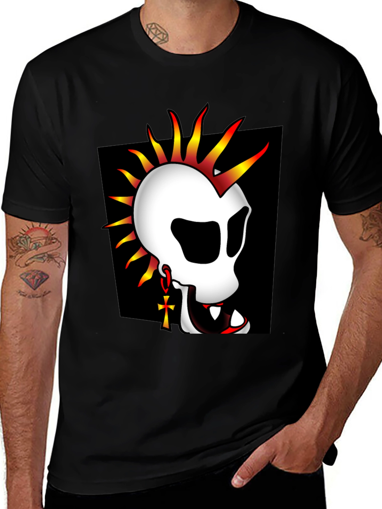 Punk Skull Graphic T-Shirt - Black