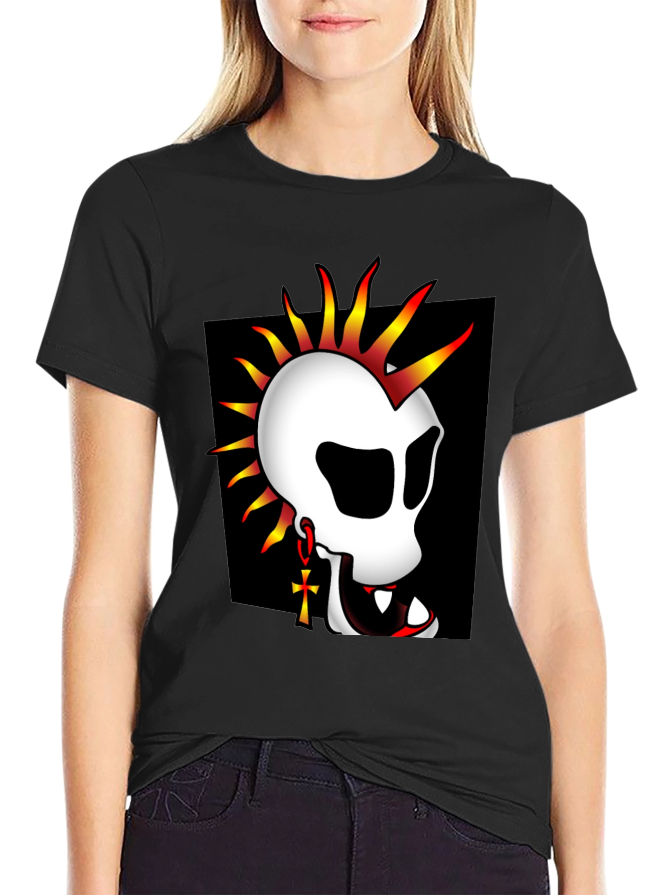Punk Skull Graphic T-Shirt - Black