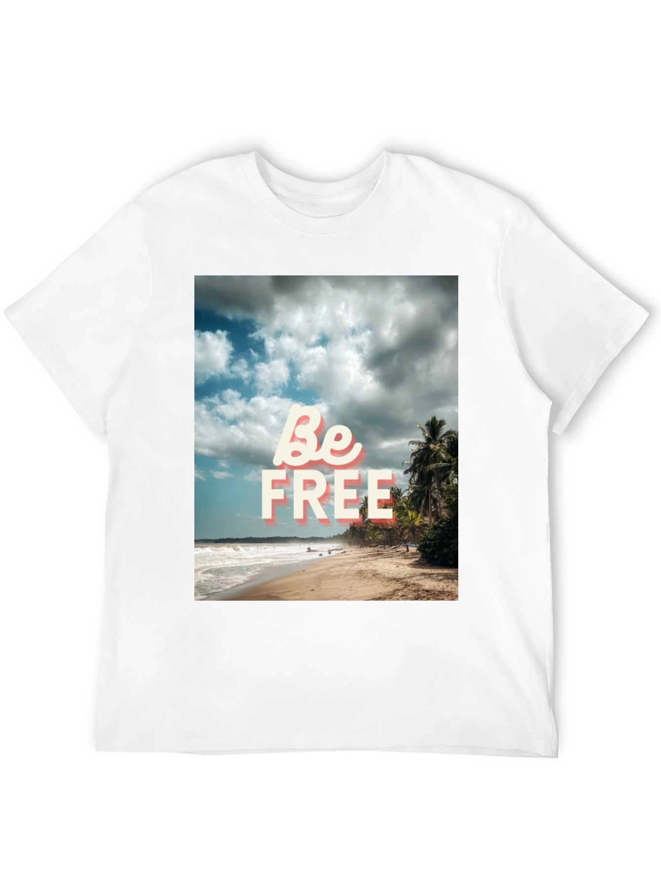Be Free Beach Graphic Tee - Black Cotton T-Shirt