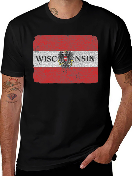 Wisconsin Flag Eagle Graphic T-Shirt - Black