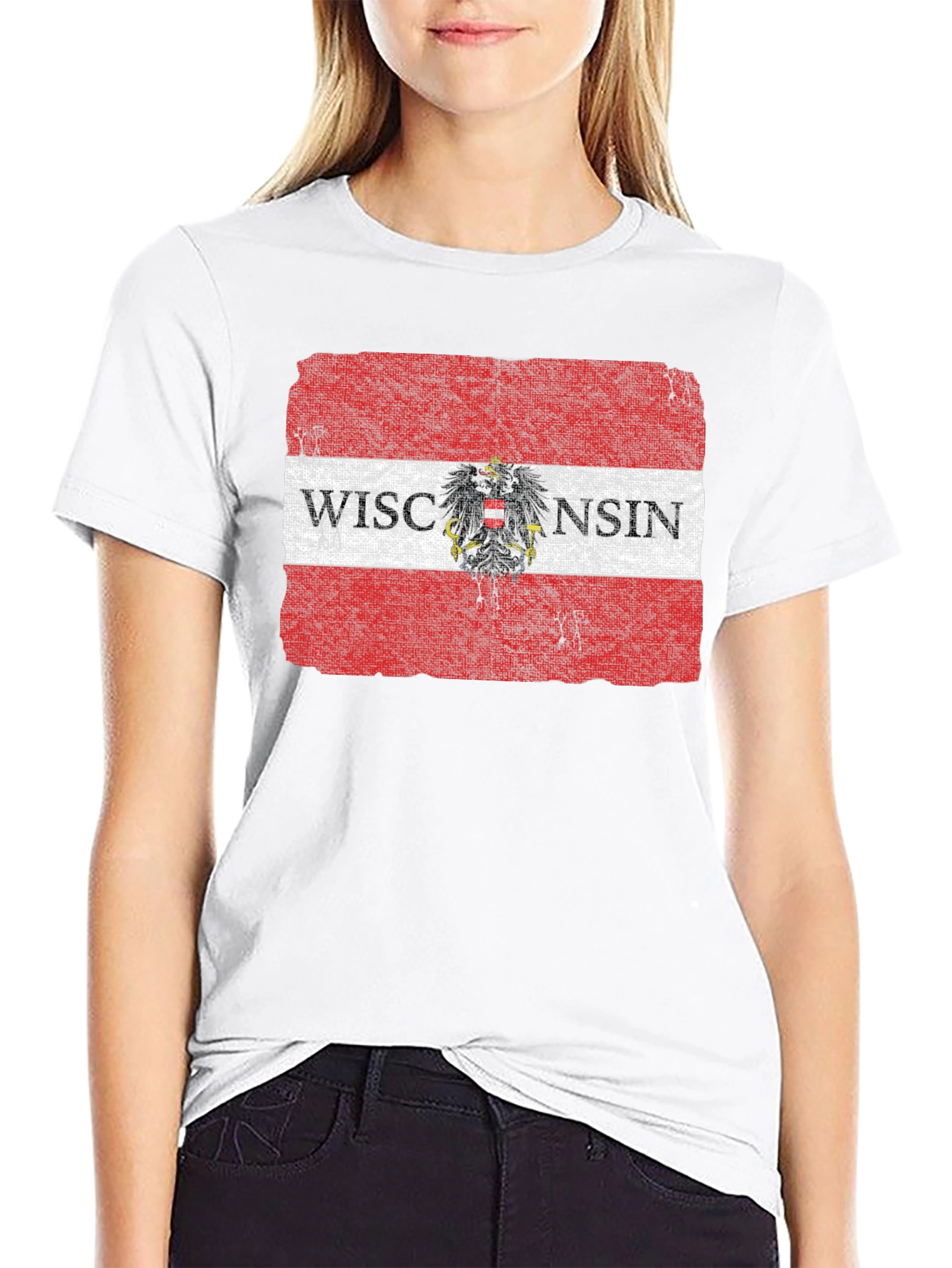 Wisconsin Flag Eagle Graphic T-Shirt - Black