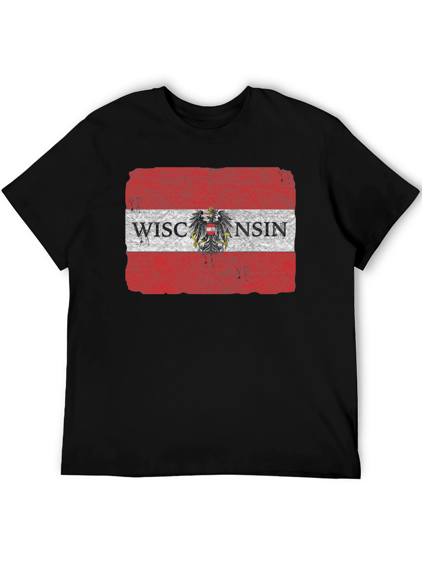 Wisconsin Flag Eagle Graphic T-Shirt - Black