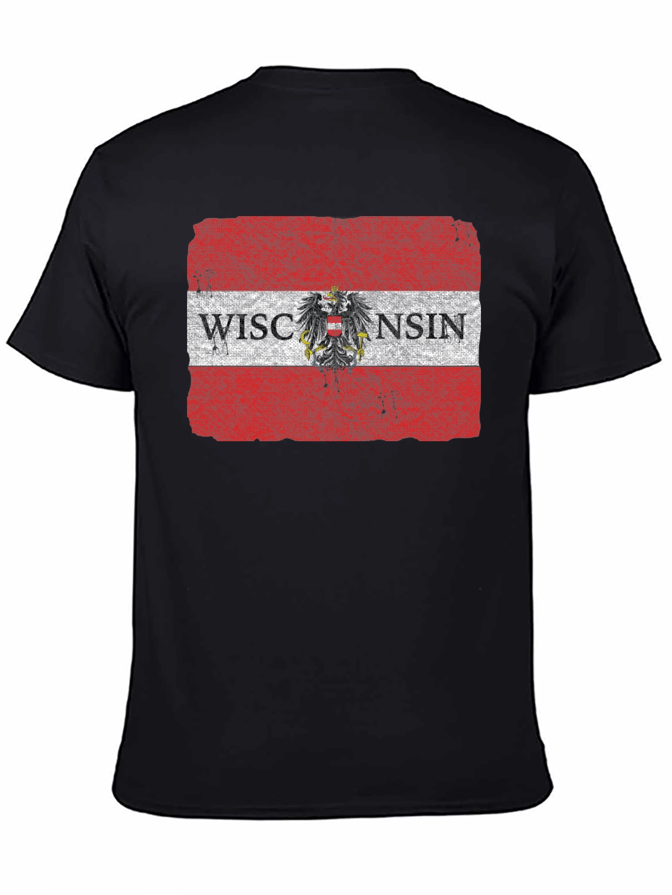 Wisconsin Flag Eagle Graphic T-Shirt - Black