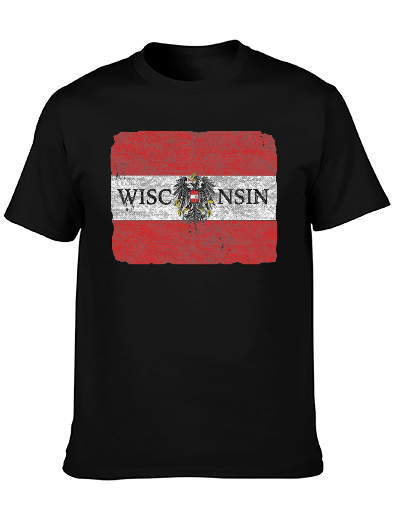 Wisconsin Flag Eagle Graphic T-Shirt - Black