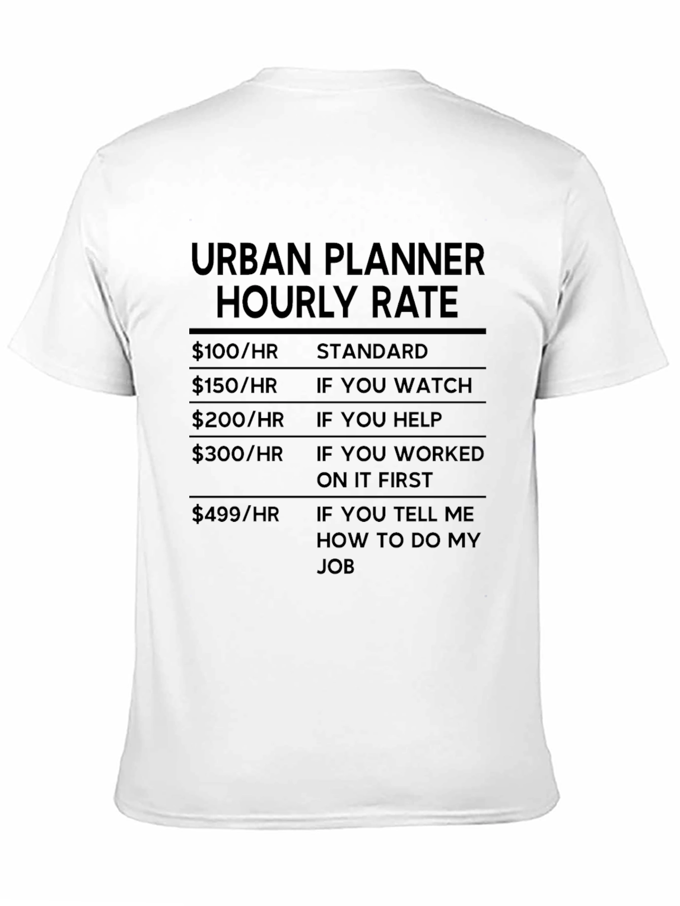 Urban Planner Hourly Rate T-Shirt