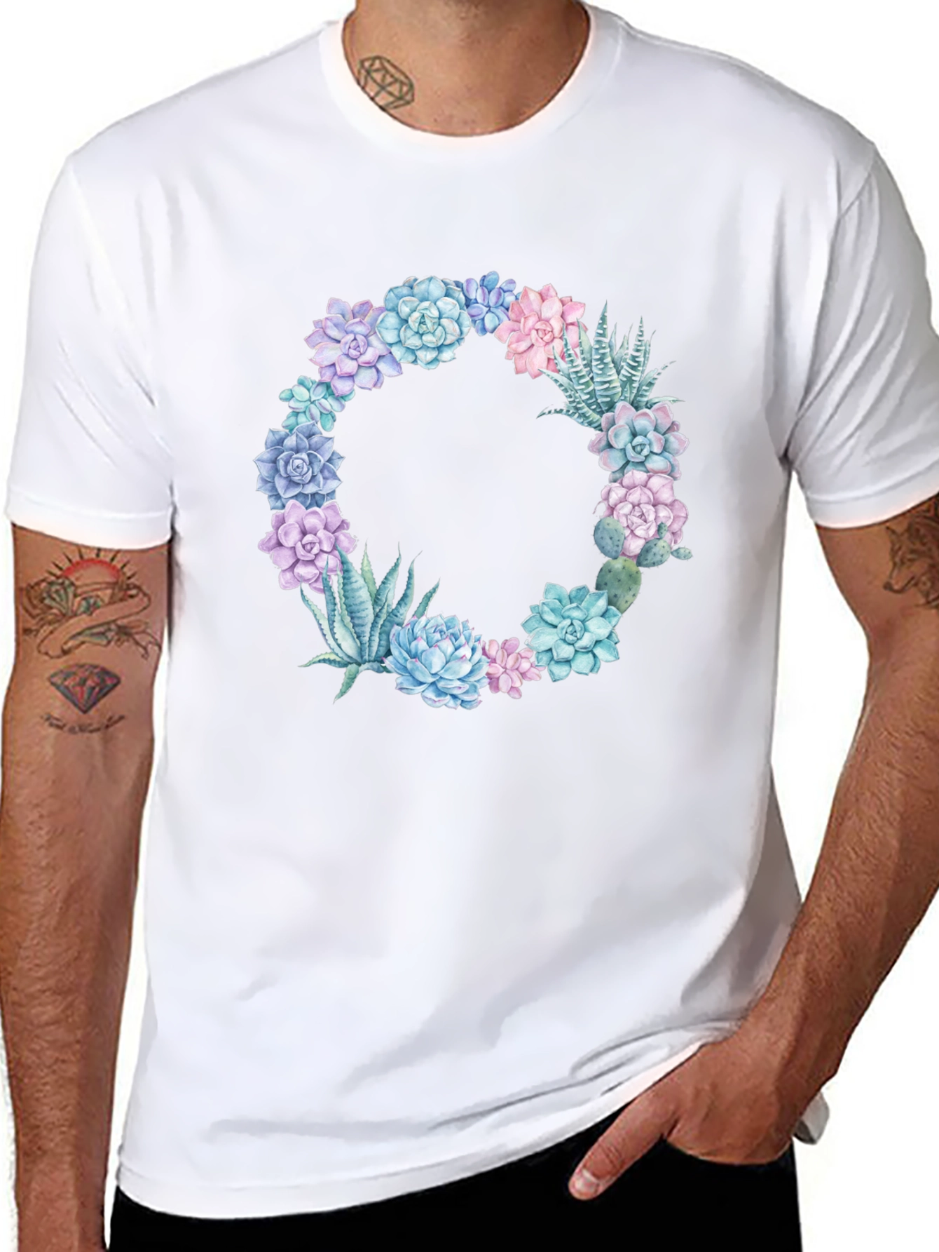 Floral Succulent Wreath Graphic Tee