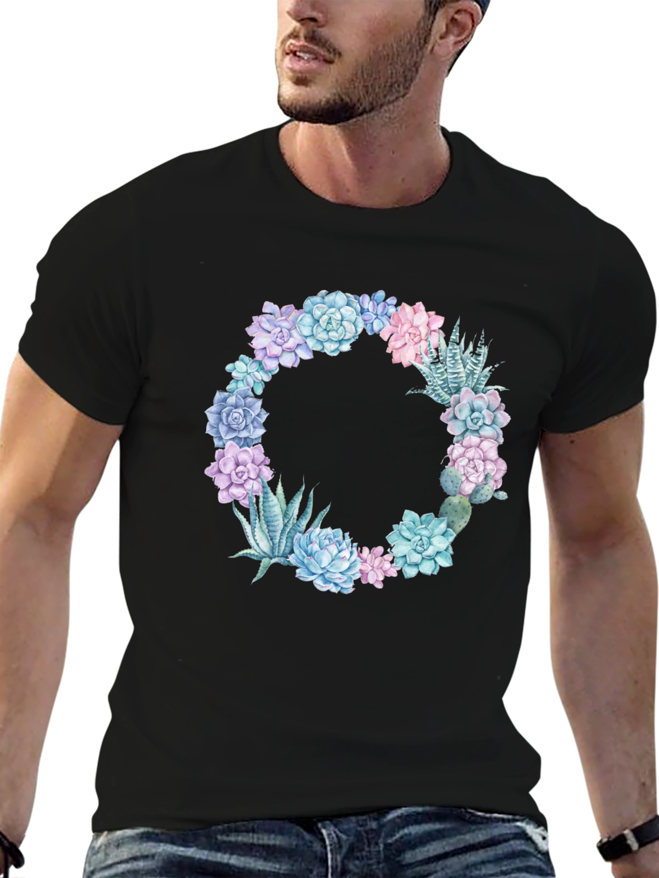 Floral Succulent Wreath Graphic Tee