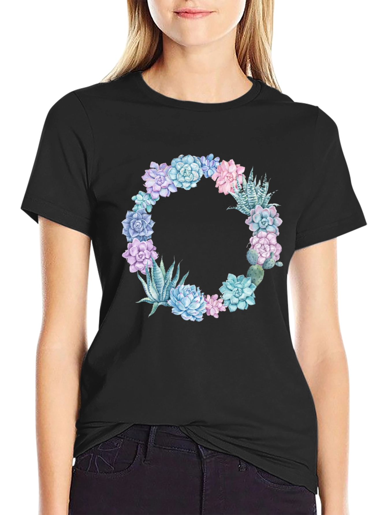 Floral Succulent Wreath Graphic Tee