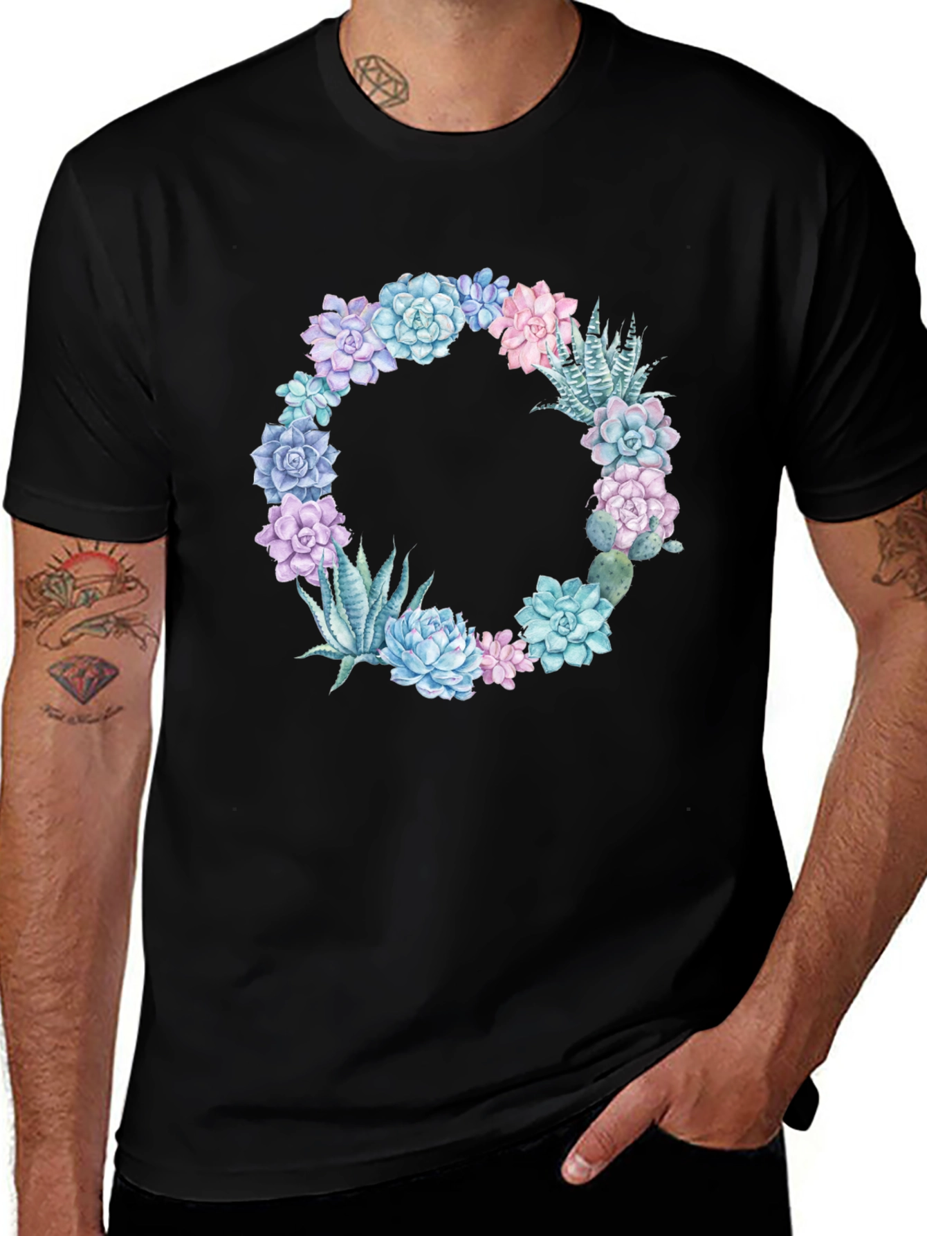 Floral Succulent Wreath Graphic Tee