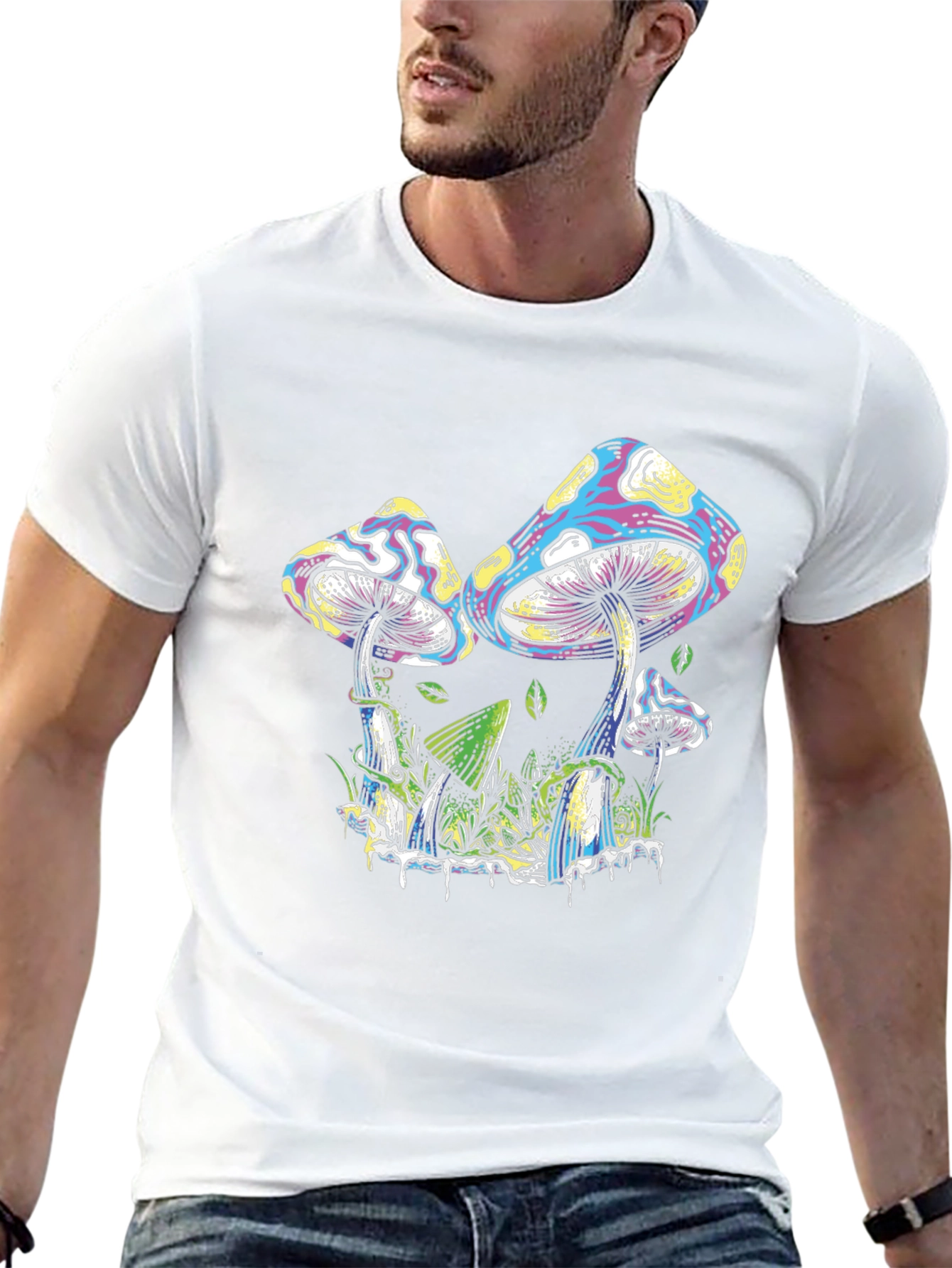 Psychedelic Mushroom Graphic T-Shirt - Black