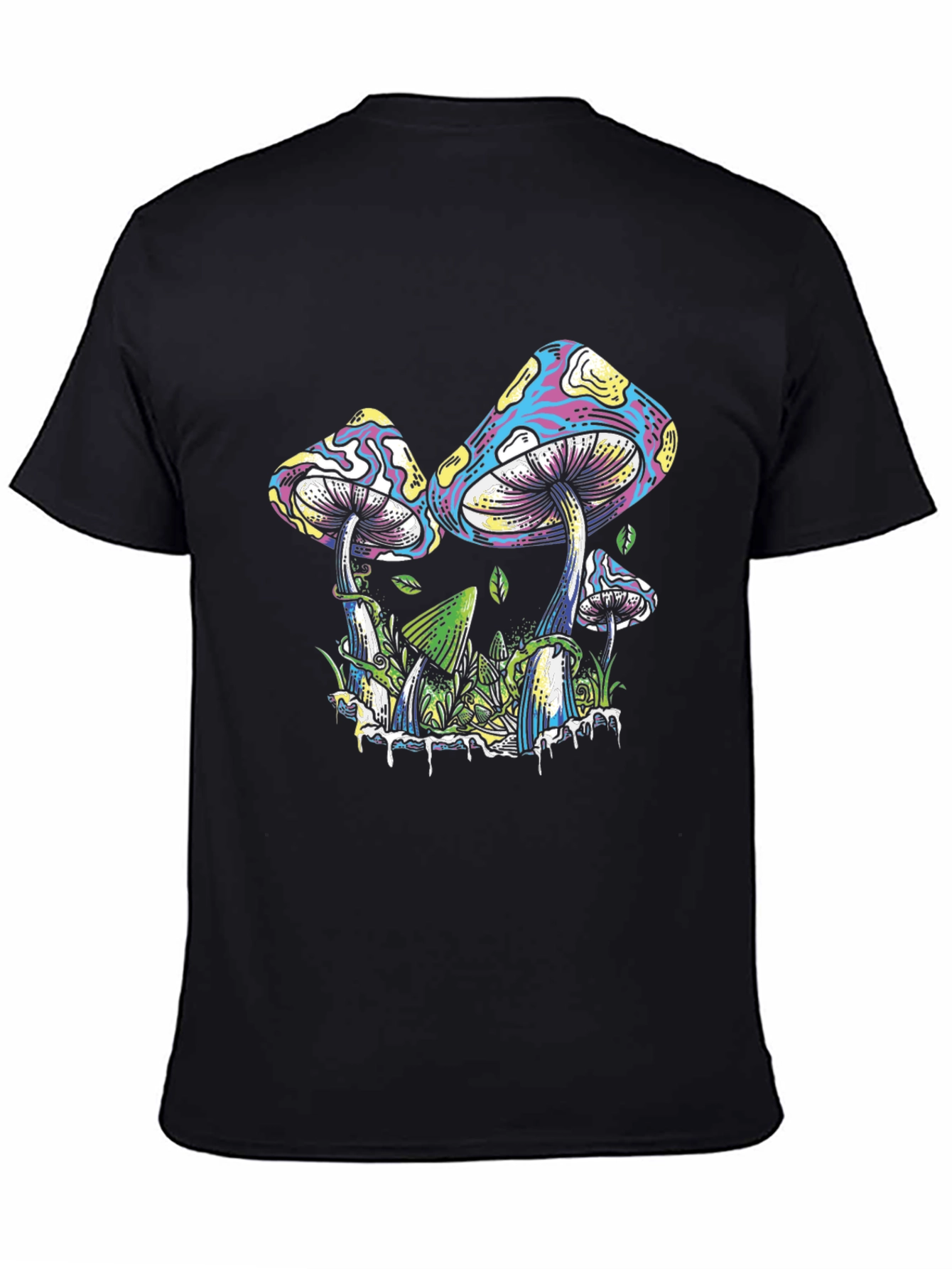 Psychedelic Mushroom Graphic T-Shirt - Black