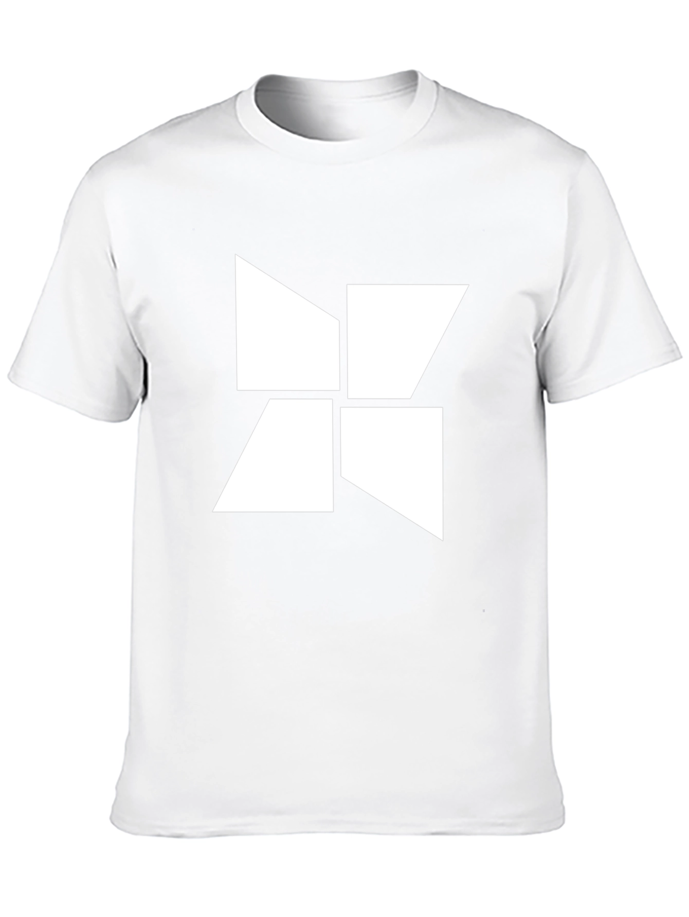 Abstract Geometric White Design Black T-Shirt