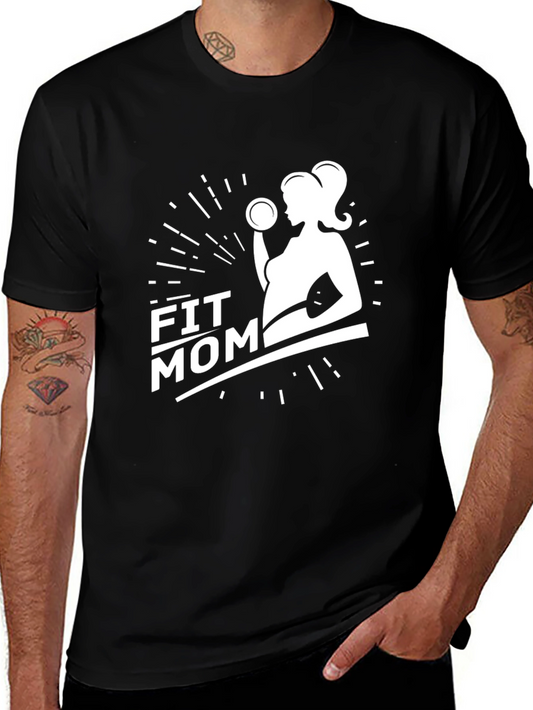 Fit Mom Graphic T-Shirt - Black Fitness Pregnancy