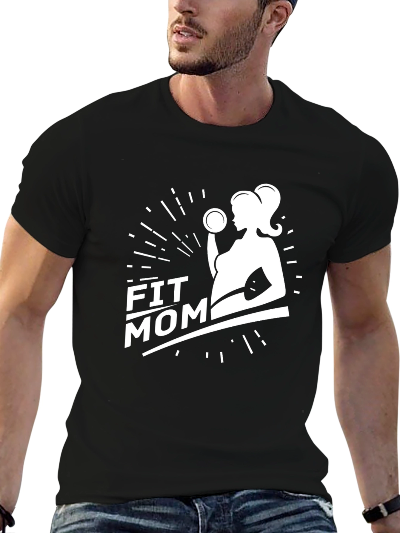 Fit Mom Graphic T-Shirt - Black Fitness Pregnancy