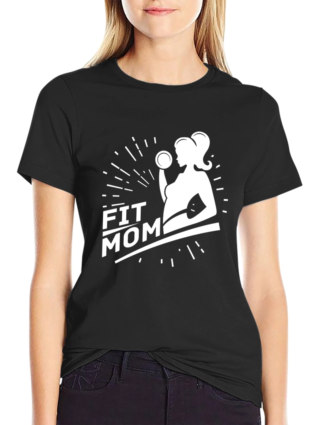 Fit Mom Graphic T-Shirt - Black Fitness Pregnancy