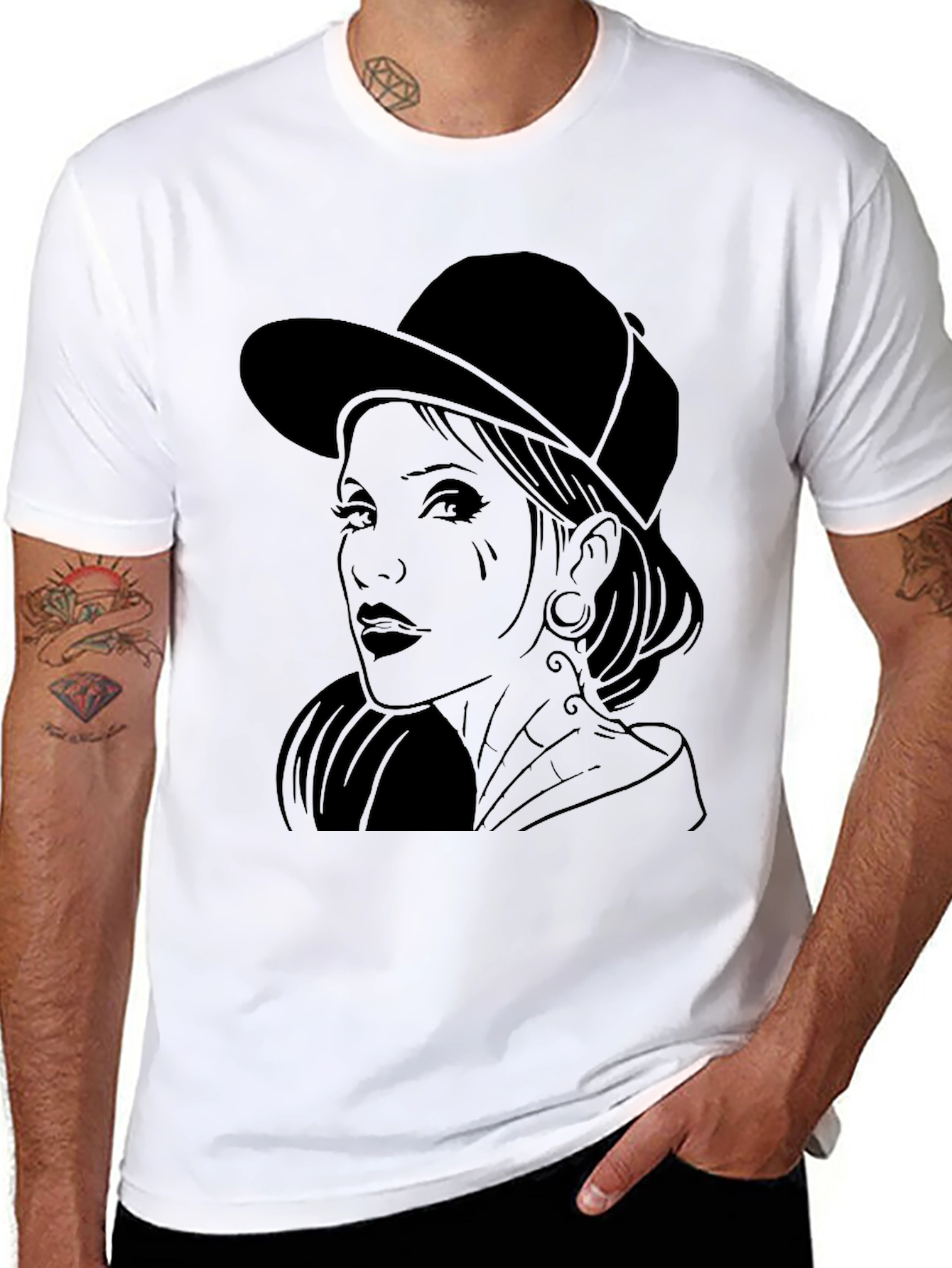 Graphic Tee - Woman in Hat