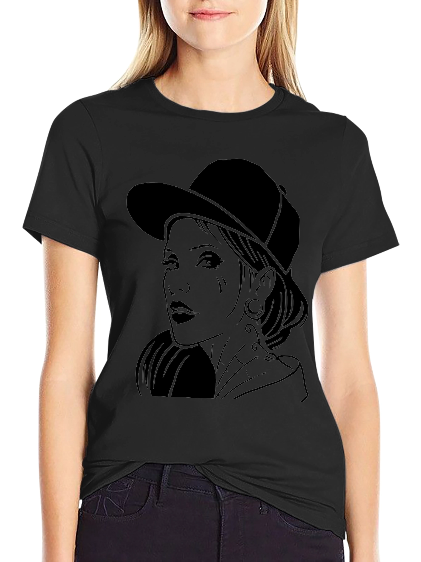 Graphic Tee - Woman in Hat