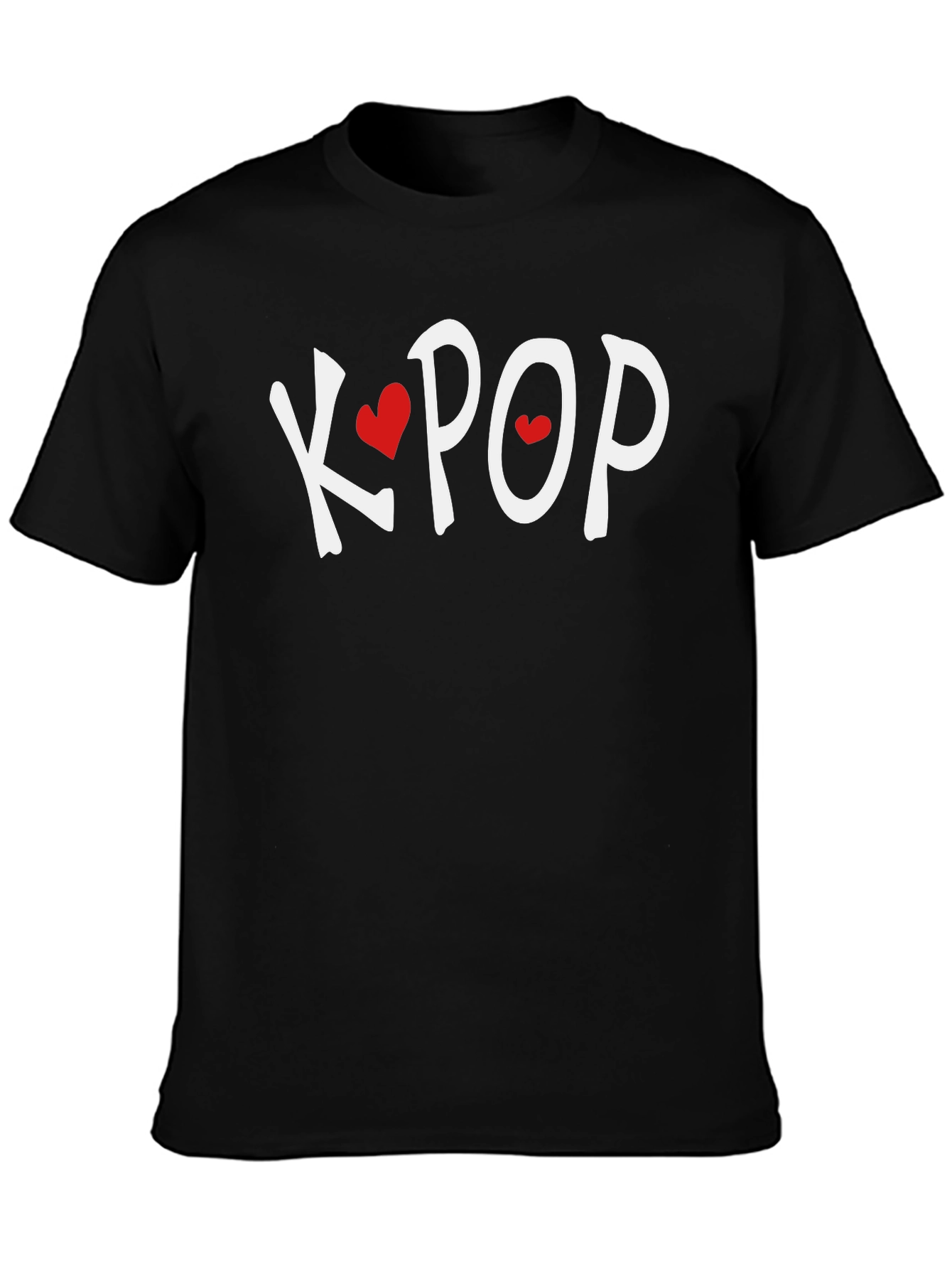 K-Pop Heart Graphic Black T-Shirt