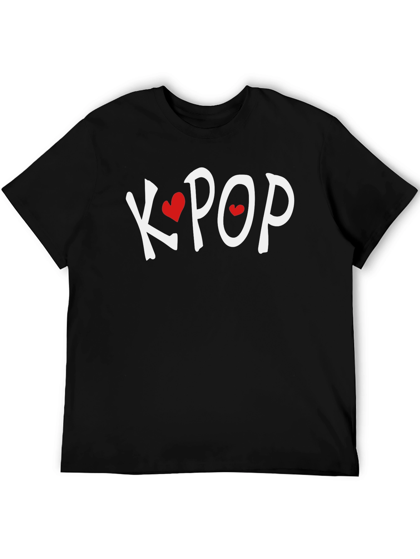 K-Pop Heart Graphic Black T-Shirt